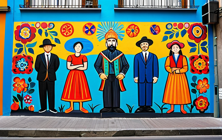 문화예술과 국제 교류 - "A vibrant flamenco dancer in a traditional, fully clothed Andalusian dress, performing on a stage w...