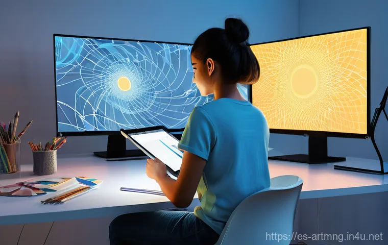 예술과 크리에이터 경제 - **Prompt 1: "The Empowered Digital Artist"**
    A young, diverse digital artist, perhaps with warm,...